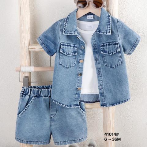 Baby Boy Denim Outfit Set (3–18 Months) – Casual 3-Piece Set